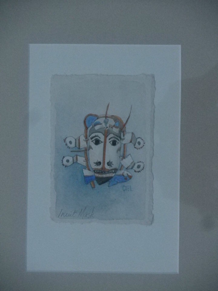 GREAT INUIT MASK WATERCOLOR,SIG​NED CIEL