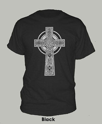 CELTIC CROSS ~ T SHIRT metallic silver scotland scottish ALL SIZES 