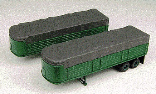 HO Pkg of 2 Fruehauf Green 32 Covered Wagon Trailers Classic Metal 22 