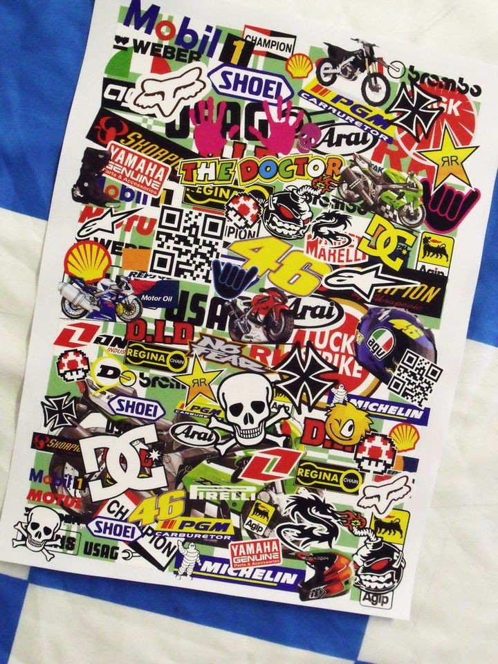 A3 Size moto gp motorbike sticker bomb bombing sheet Fireblade R1 