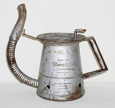 1924 BROOKINS Service GAS STATION 1/4 Gallon OIL CAN with FLEX SPOUT 