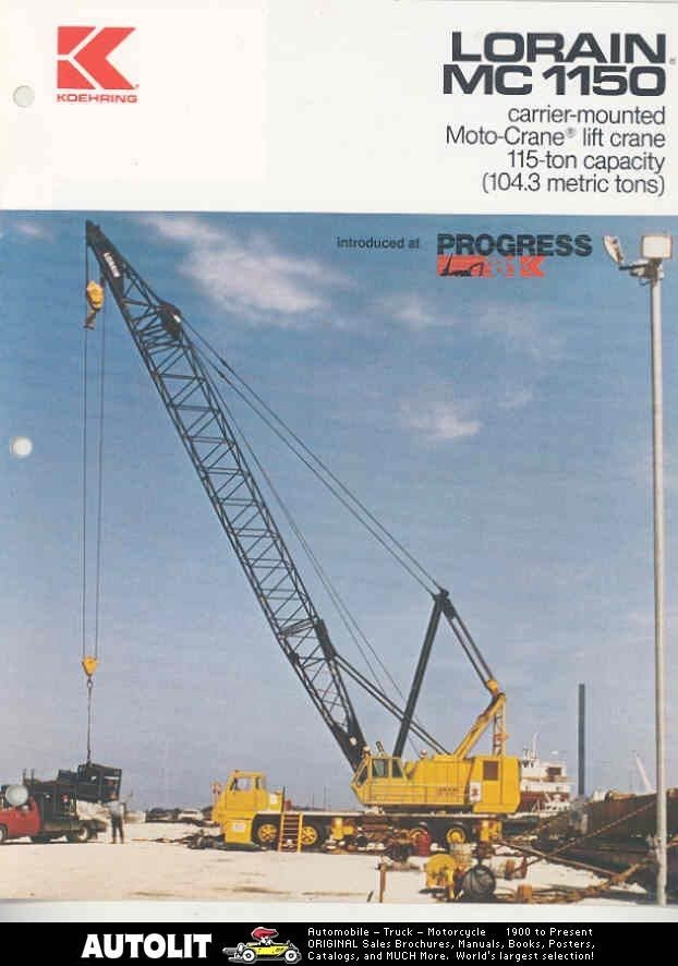 1981 Koehring Lorain MC1150 115Tn Crane Truck Brochure