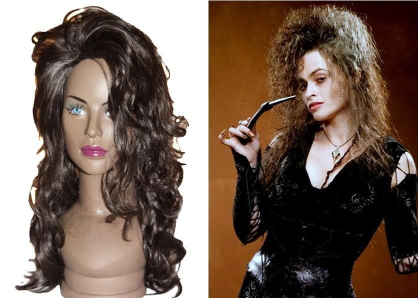   HALLOWEEN BELLATRIX LESTRANGE HARRY POTTER WITCH LONG CURLY BROWN WIG