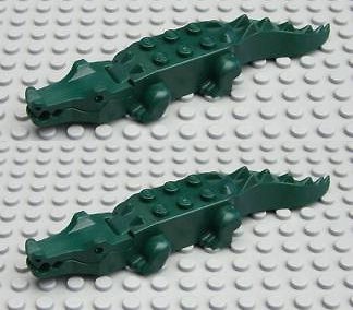 LEGO LOT 2 DARK GREEN ALLIGATOR Crocodile Gator Pirate Minifig 