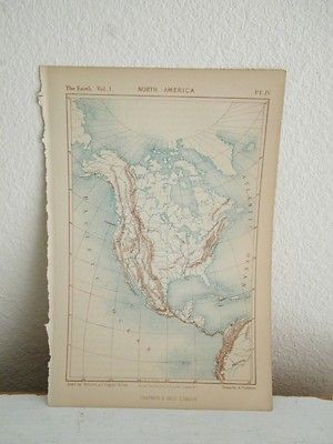 Vintage Antique North America Chapman Hall Earth Map 6750