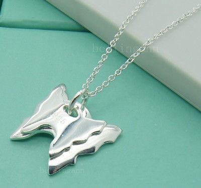   Gift Silver Charm Butterfly Couple Pendant Chain Necklace + Box L58