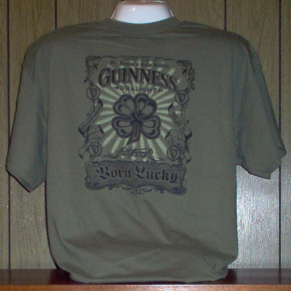 Guinness Beer T Shirt Born Lucky Green Size   S