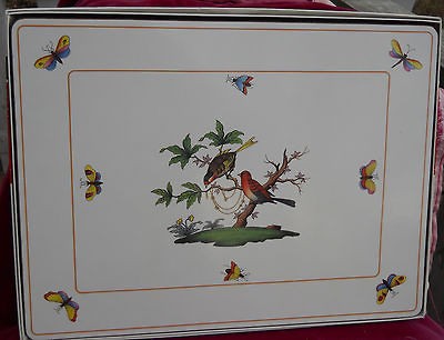 PIMPERNEL HEREND ROTHCHILD BIRD ENGLAND HARDBOARD PLACEMATS 4 NEW 15 3 