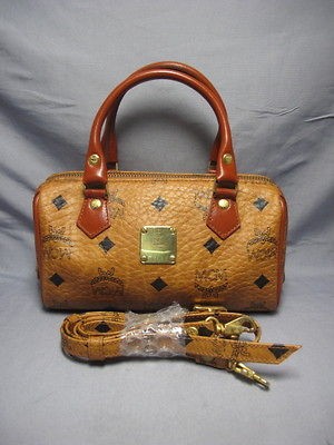 MCM MUNCHEN Mini Handbag/Should​er bag Camel MCM Logo Authentic 