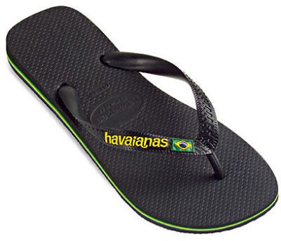 Havaianas Brasil Logo Black Mens Womens New Flip Flops