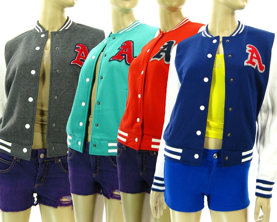   VARSITY BASEBALL JACKET Casual Letterman Patch LETTER A Jacket