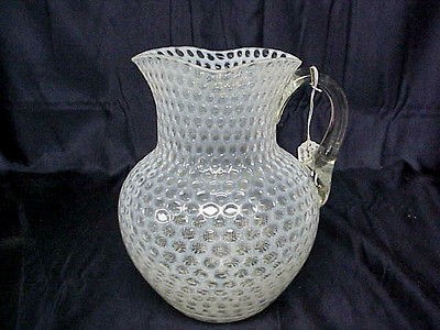 HOBBS CLEAR OPALESCENT WINDOWS WATER PITCHER SQUARE TOP