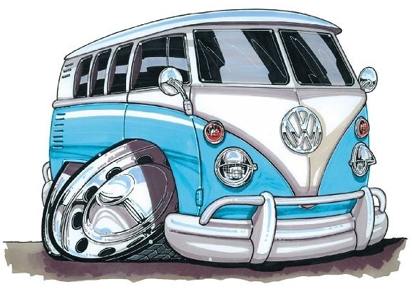 Volkswagen VW Camper Bus Cartoon Printed T Shirt 1526