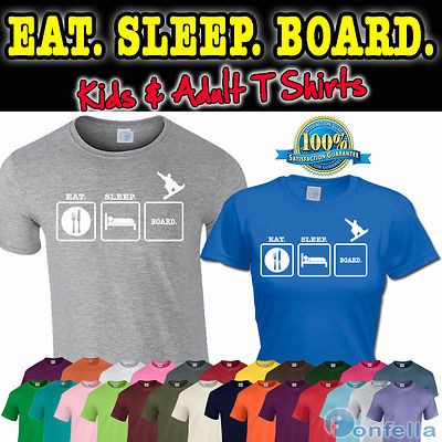 EAT SLEEP BOARD T SHIRT   Snowboard tshirt Mountain clothing snow 