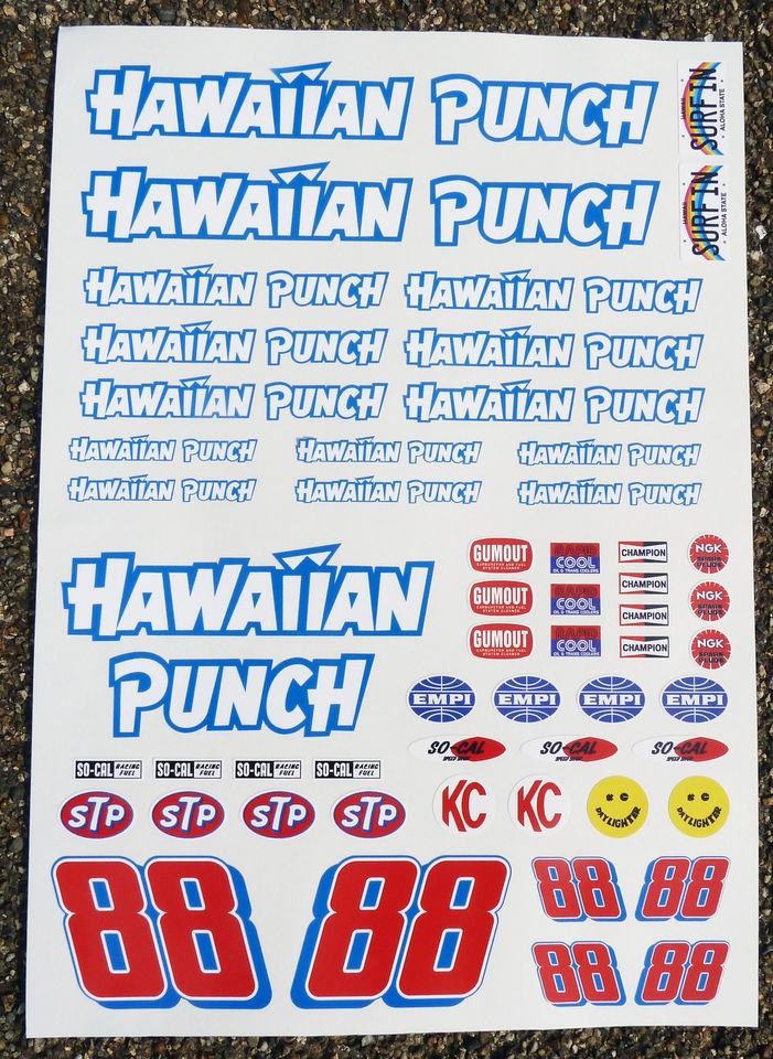 RC Vintage BAJA RACER HAWAIIAN PUNCH Decals stickers VW Sand Scorcher