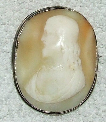 Antique 19th C. Victorian Hand Carved JESUS Shell Cameo