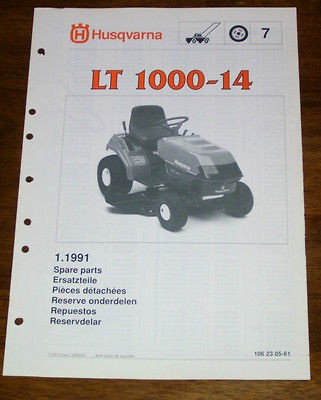 Husqvarna LT1000 14 Riding Mower Parts Manual