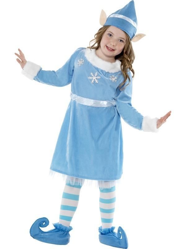 Child Girls Snowflake Elf Xmas Christmas Smiffys Fancy Dress Costume