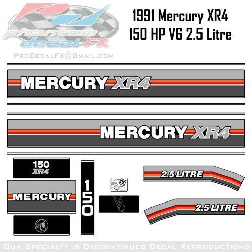 1991 Mercury 150 HP XR4 2.5 Litre V6 Outboard Reproduction 14 Piece 