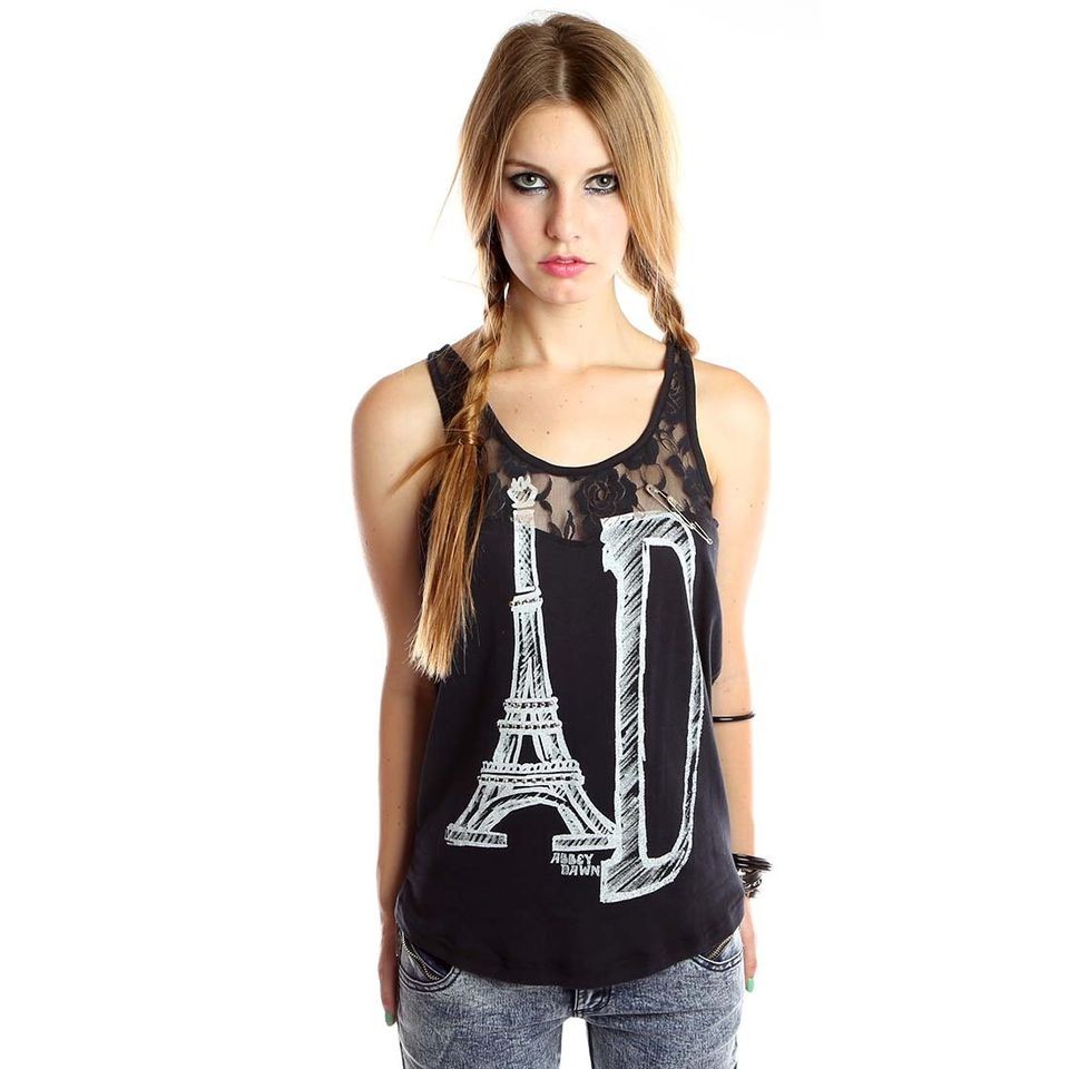   Dawn By Avril Lavigne Ladies Eiffelavigne Lace Racer Neck Tank Top