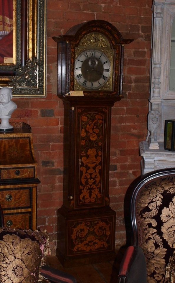 Walnut & Floral Inlaid Marquetry Longcase Clock c.1760