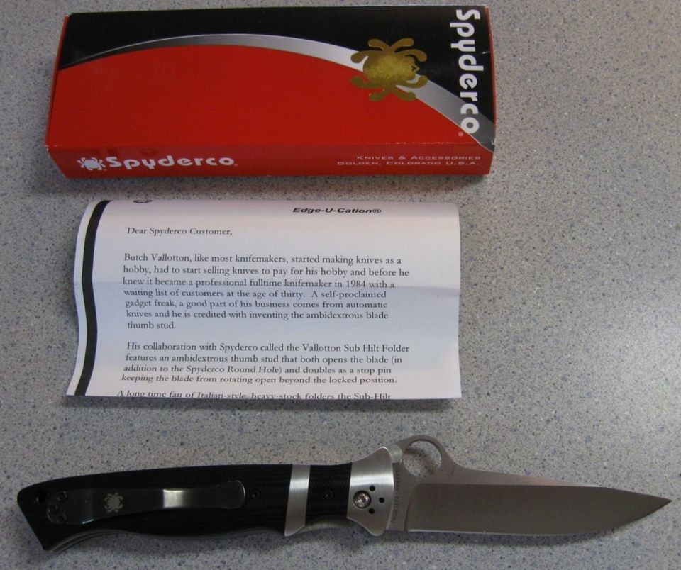 BRAND NEW Spyderco C149GP Vallotton Sub Hilt Folding Knife IMMEDIATE 