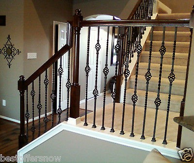 IRON BALUSTERS   Double Basket Stair Wrought Iron Baluster FREE 