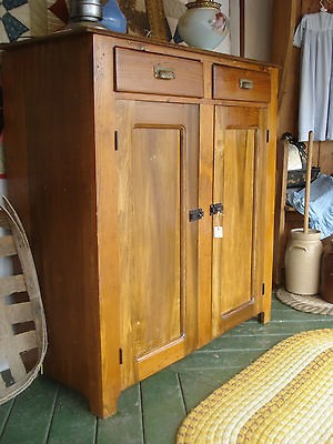   Primitive 1860s Heart Pine & Tulip Poplar Jelly Cupboard Cabinet