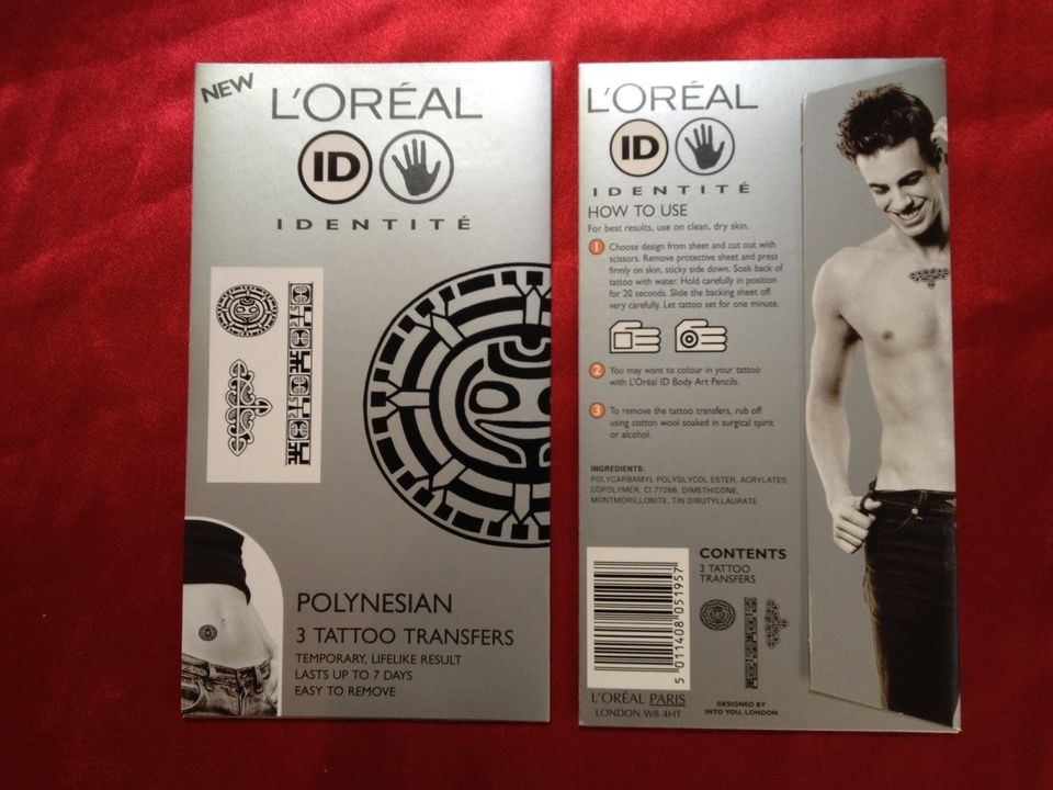 OREAL I.D IDENTITE TEMPORARY TATTOO TRANSFERS   POLYNESIAN. NEW FROM 