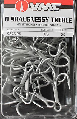 VMC 9626PS 9626 PS 25 Pack 4x Perma Steel Saltwater Treble hooks Size 