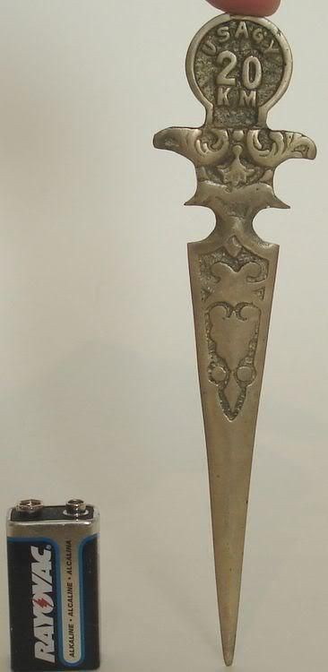   GARRISON YONGSAN KOREAN DAGGER BRASS LETTER OPENER WARTIME? TROPHY