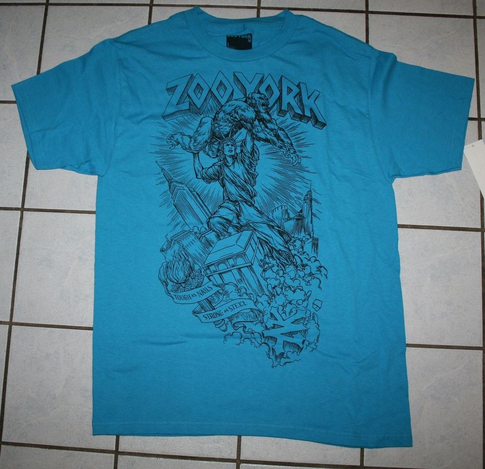 New ZOO YORK Aqua Blue SS Tee ~Tough as Nails Strong As Steel~ Var 