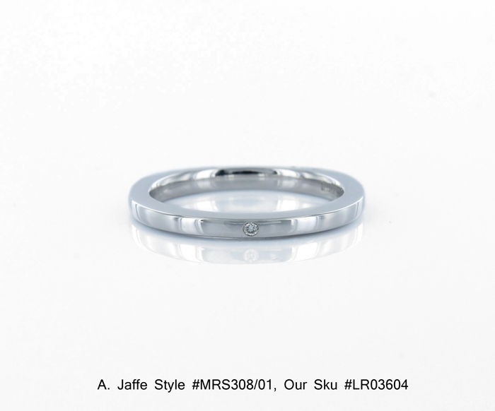 Jaffe #MRS308 18k White Gold Wedding Band w/0.01 CTW Diamonds 