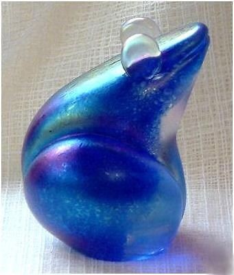 John Ditchfield LARGE Signed FROG PAPERWEIGHT Glasform Iridescent Art 