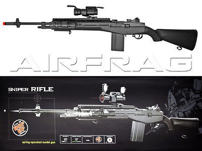 M160 B2 M14 M1 Garand Spring Airsoft Sniper w/ RIS flashlight & Red 