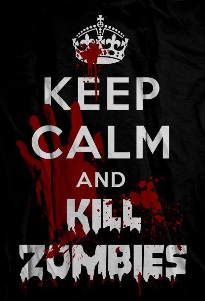 Keep Calm And Kill Zombies T Shirt Shaun of The Dead Zombie Blood 