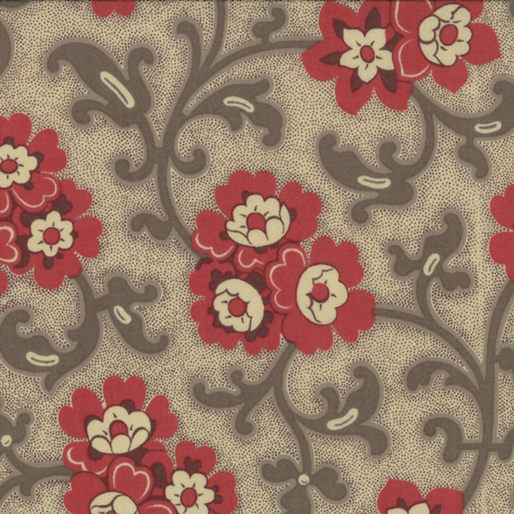 CHATEAU ROUGE~BY 1/2 YD~MODA FABRIC~13623 12~FRENCH GENERAL~RED FLOWER 