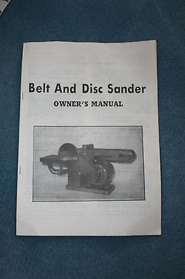 VINTAGE   BELT AND DISC SANDER OWNERS MANUAL