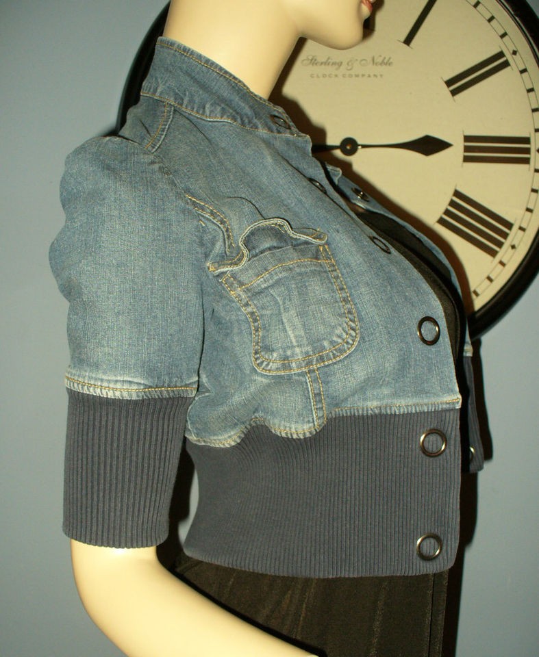 SIZE XS JUNIORS/ WOMENS LINED, DENIM JEAN & KNIT SHORTY JACKET 