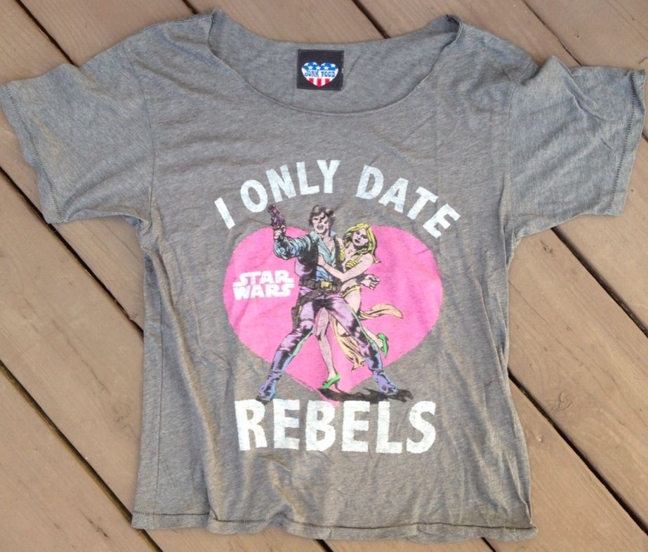 New Junk Food Star Wars I Only Date Rebels Off the Shoulder Juniors T 