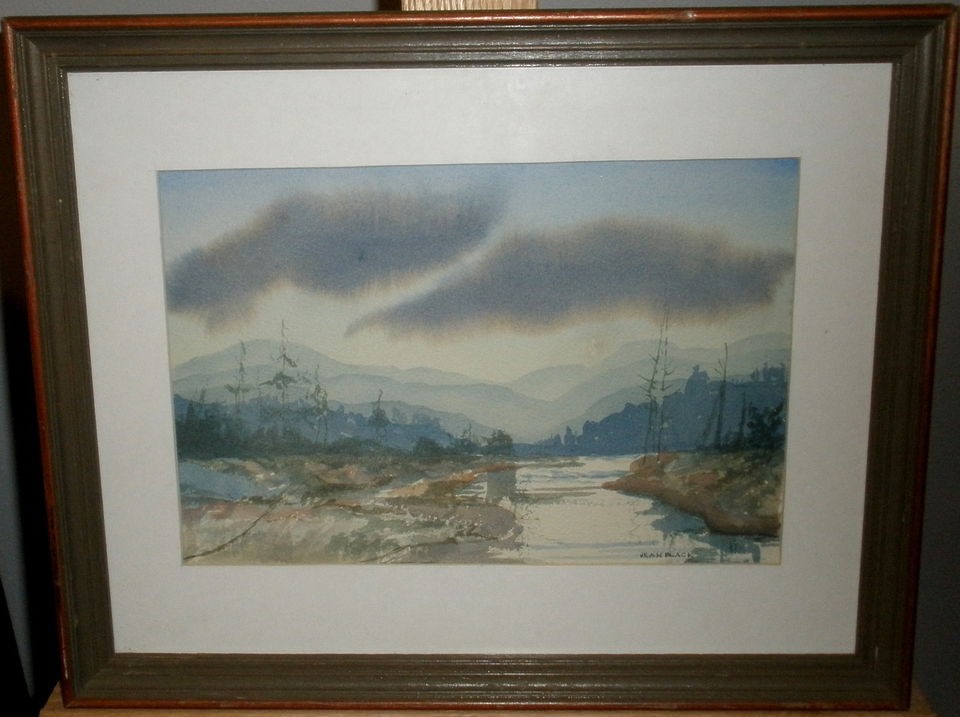 Indiana Hoosier Salon Artist JEAN BLACK Watercolor Landscape River in 