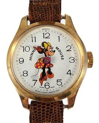 VINTAGE BRADLEY MINNIE MOUSE SWISS MADE WALT DISNEY PRODUCTIONS /RUNS 