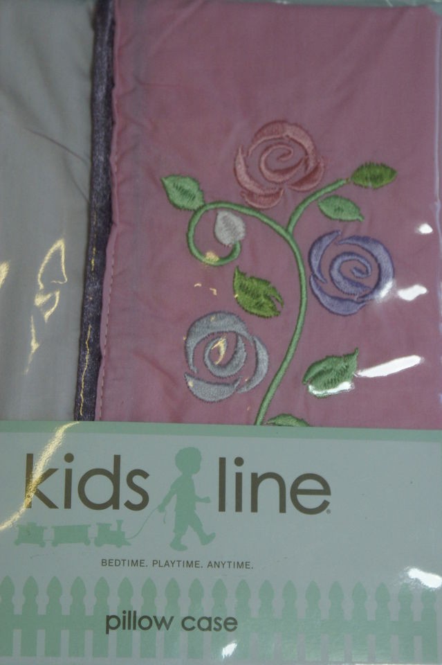 KIDS LINE RAPUNZEL EMBROIDERED ROSES KIDS BABY COT PILLOWCASE