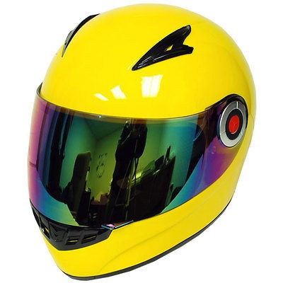 New Youth Kids Motorcycle Full Face Helmet Glossy Yellow Size S M L XL 
