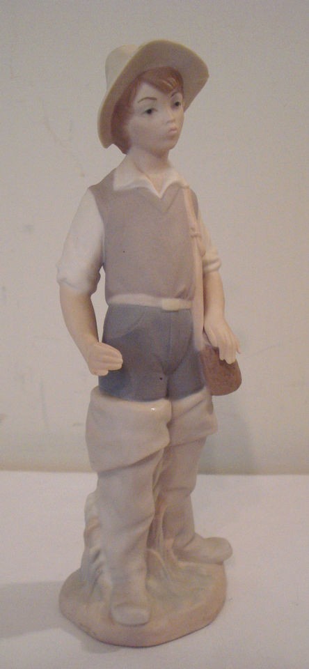 Lladro Porcelain Gone Fishing Boy w Basket No Pole 8 1/2 Matte 4809?