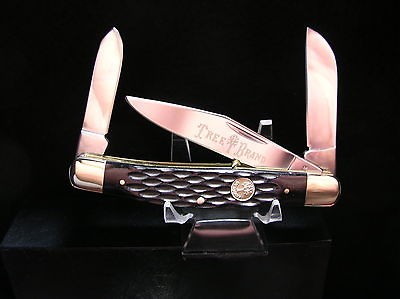   BRAND KNIVES GERMANY BLACK BN STOCKMAN KNIFE case NICKEL SILVER MINT