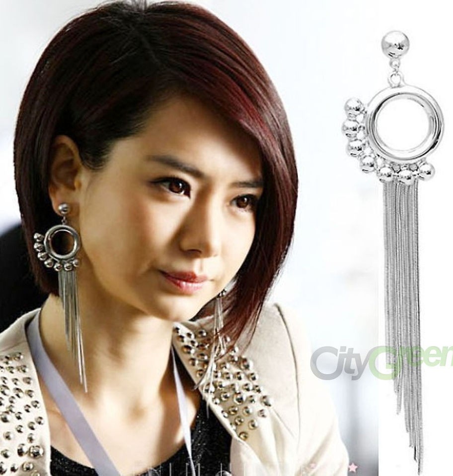 New Noble Alloy Long Tassel Chandelier Dangle Earrings Stud Wedding 