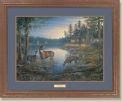 sam timm framed deer cabin print quiet places time left