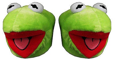 Kermit The Frog The Muppets Face Jim Henson Adult Plush Mens Slippers