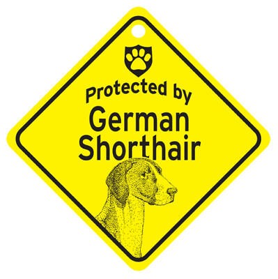 protected by german shorthair pointer dog window sign time left